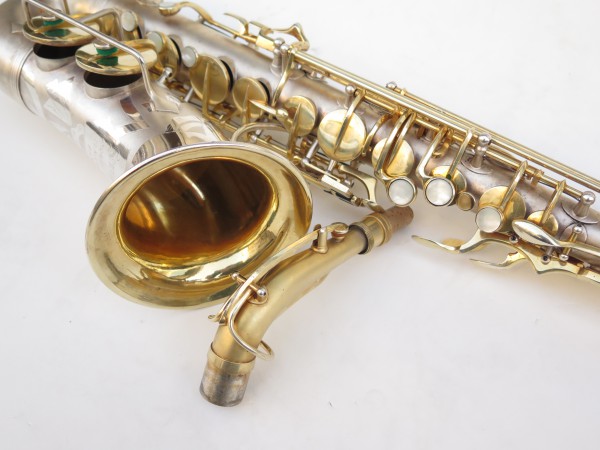 Saxophone soprano Dolnet Artiste argenté sablé plaqué or (1)