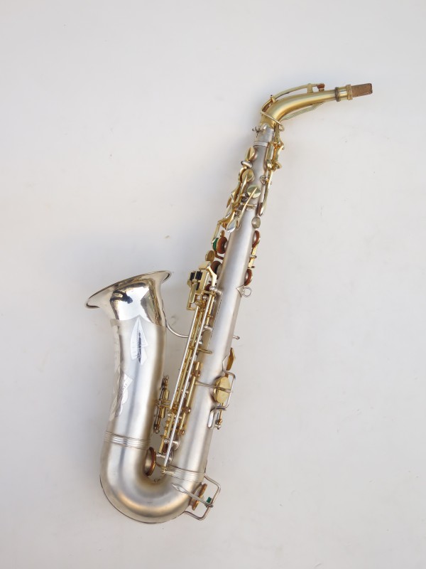 Saxophone soprano Dolnet Artiste argenté sablé plaqué or (4)