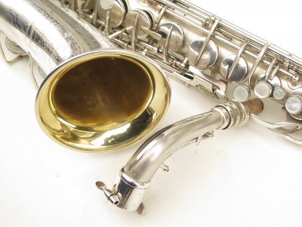Saxophone alto Conn transitionnel Art Deco argenté sablé plaqué or (1)
