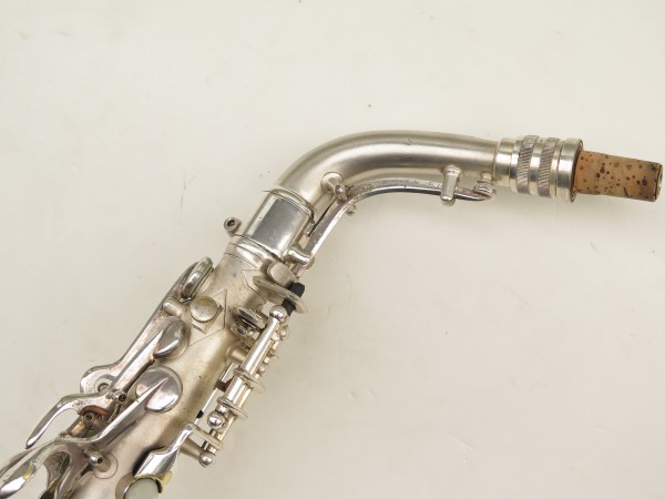 Saxophone alto Conn transitionnel Art Deco argenté sablé plaqué or (12)