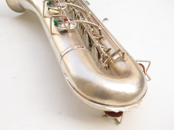 Saxophone baryton Buescher Aristocrat Big B argenté sablé (13)