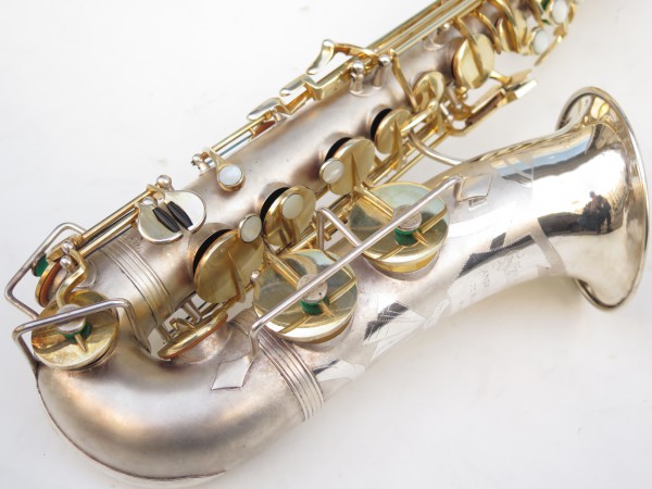Saxophone soprano Dolnet Artiste argenté sablé plaqué or (6)