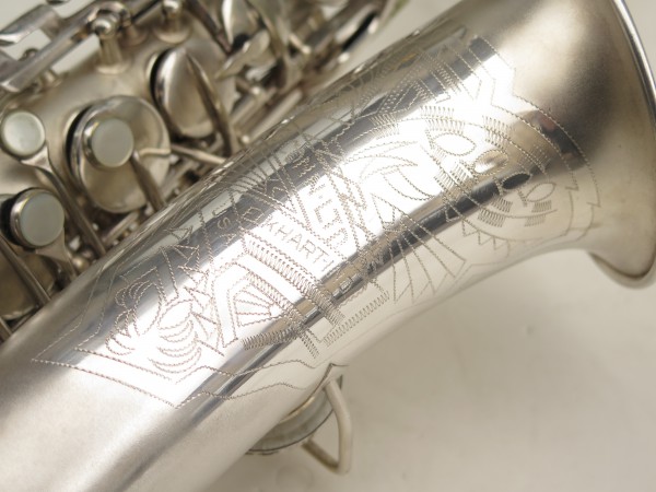 Saxophone alto Conn transitionnel Art Deco argenté sablé plaqué or (9)