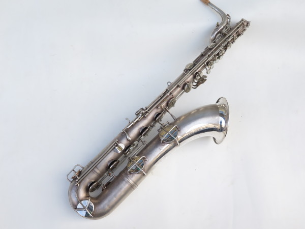 Saxophone baryton Conn 12M argenté gravé pavillon plaqué or (3)
